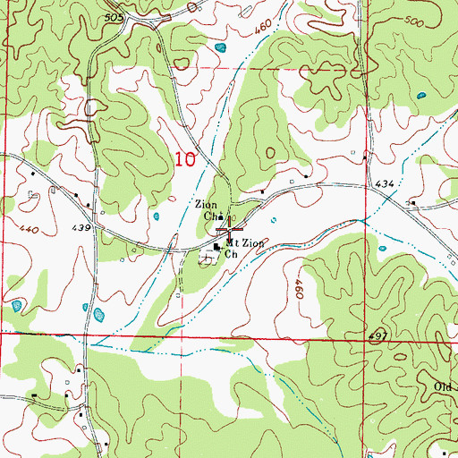 Topographic Map of Zion (historical), MS