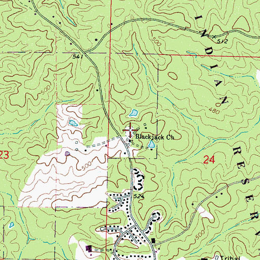 Topographic Map of Black Jack Cemetery, MS
