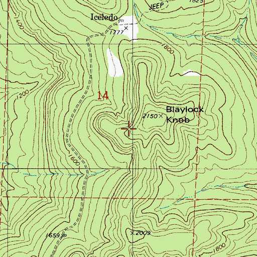 Topographic Map of Blaylock Knob, AR