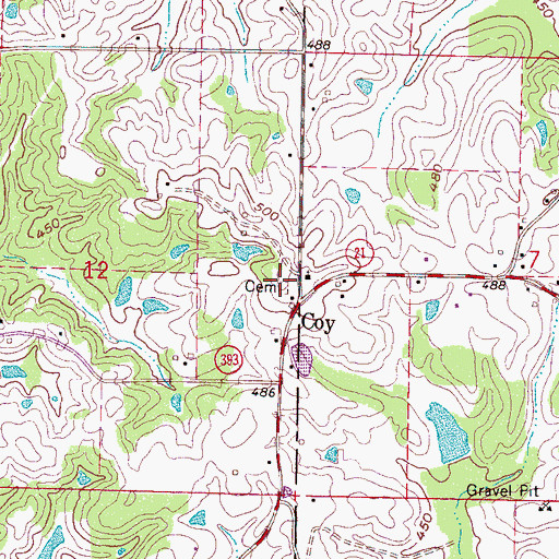 Topographic Map of Coy Cemetery, MS