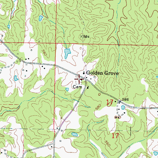 Topographic Map of Golden Grove Cemetery, MS