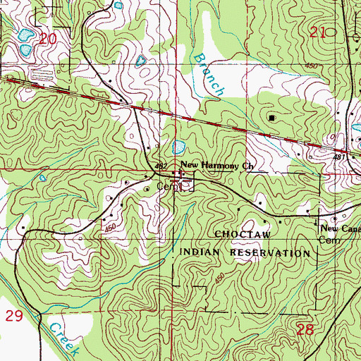 Topographic Map of Harmony Cemetery, MS