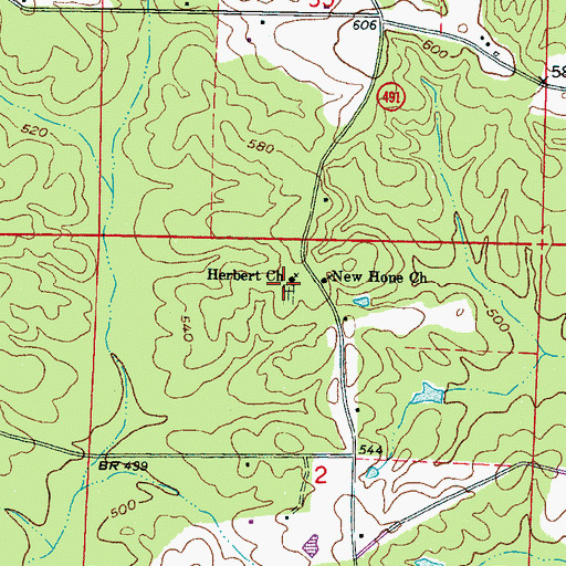 Topographic Map of Herbert Cemetery, MS