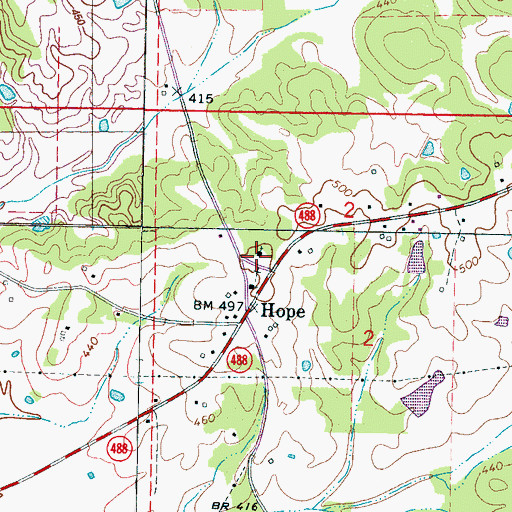 Topographic Map of Hope Cemetery, MS