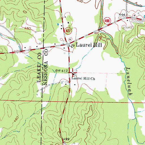 Topographic Map of Laurel Hill Cemetery, MS