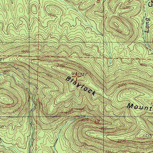 Topographic Map of Blaylock Mountain, AR
