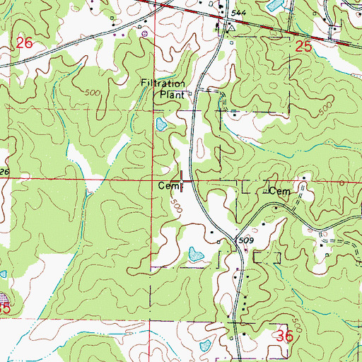 Topographic Map of McNeill Cemetery, MS