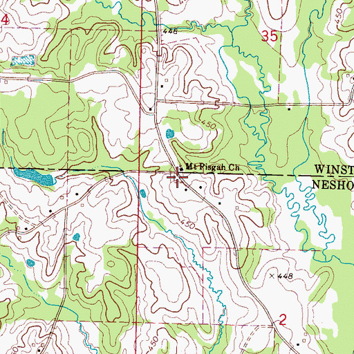 Topographic Map of Mount Pisgah Cemetery, MS
