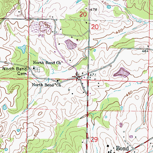 Topographic Map of North Bend, MS