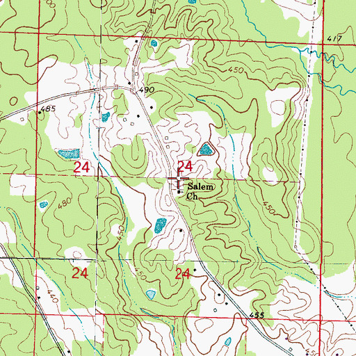 Topographic Map of Salem Cemetery, MS