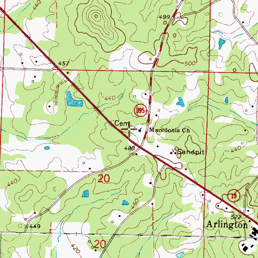 Topographic Map of Thompson Cemetery, MS