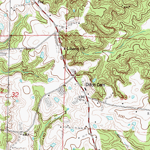 Topographic Map of Bezer, MS
