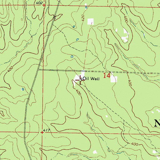 Topographic Map of Bienville Forest Oil Field, MS
