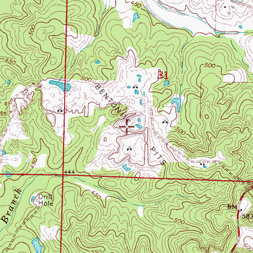 Topographic Map of Burns Pit, MS