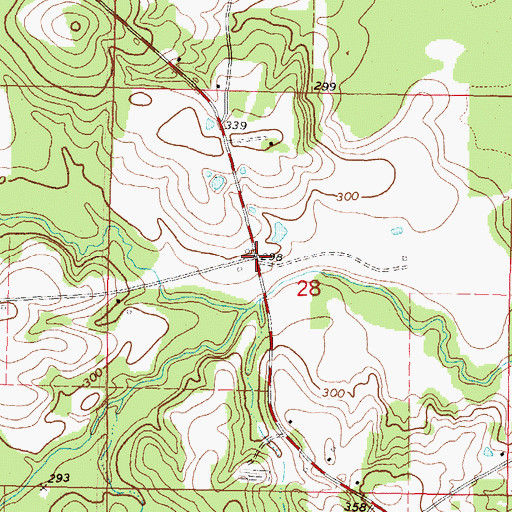 Topographic Map of Bunker Hill, MS