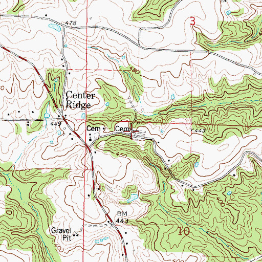 Topographic Map of Burnett Cemetery, MS