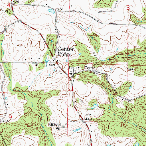 Topographic Map of Center Ridge School (historical), MS