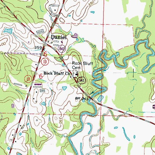 Topographic Map of Daniel School (historical), MS
