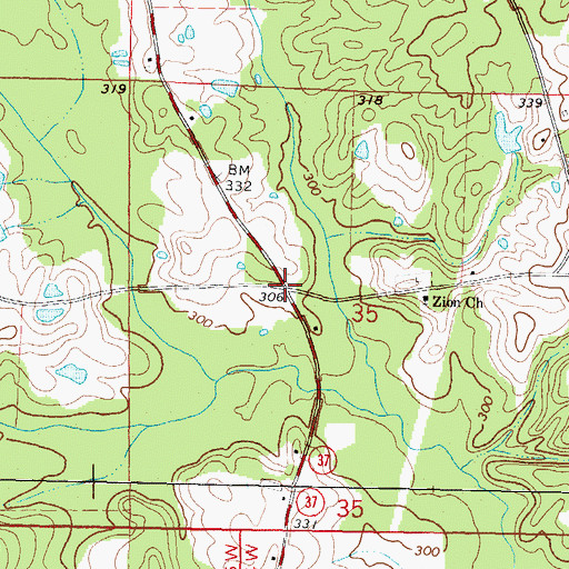 Topographic Map of Hissop (historical), MS