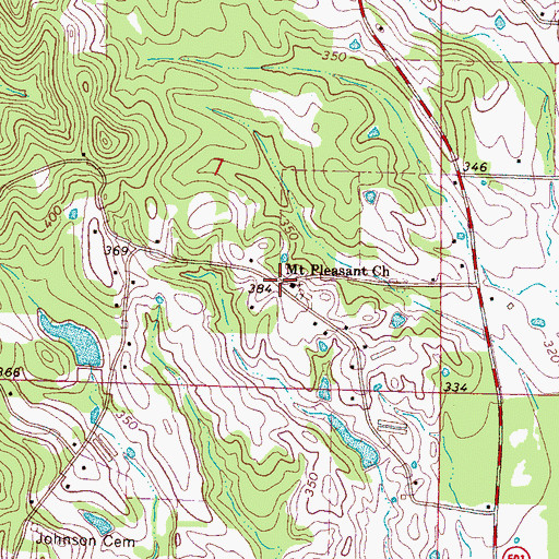 Topographic Map of Mount Pleasant, MS