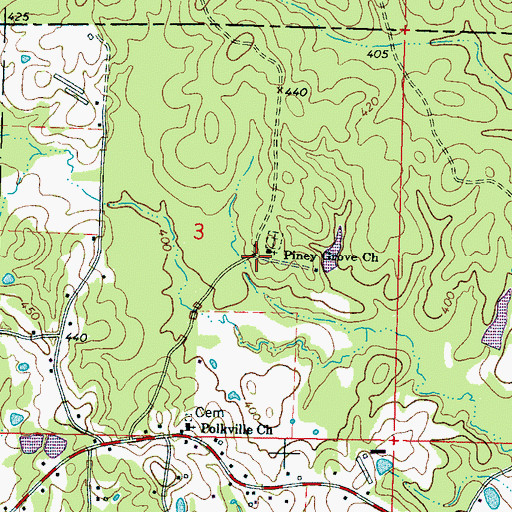 Topographic Map of Piney Grove (historical), MS