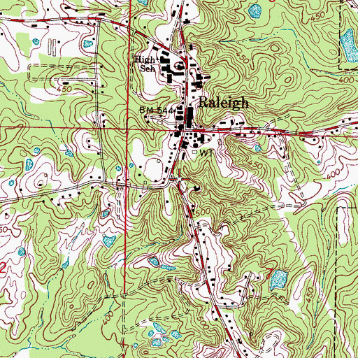 Topographic Map of Raleigh Cemetery, MS