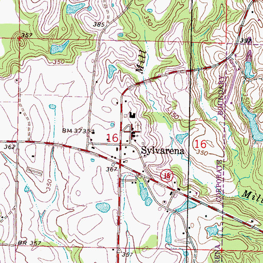 Topographic Map of Saint Johns Methodist Church, MS