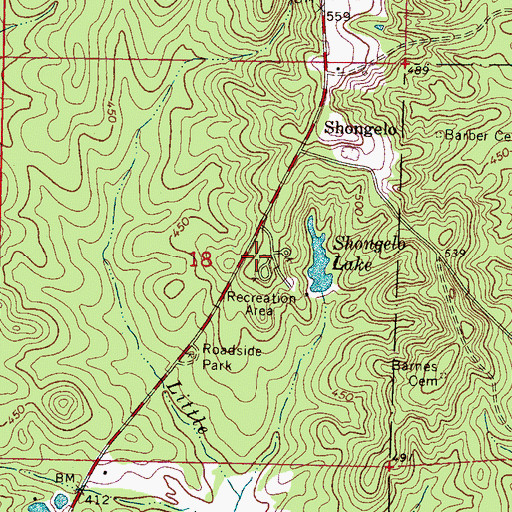 Topographic Map of Shongelo School (historical), MS
