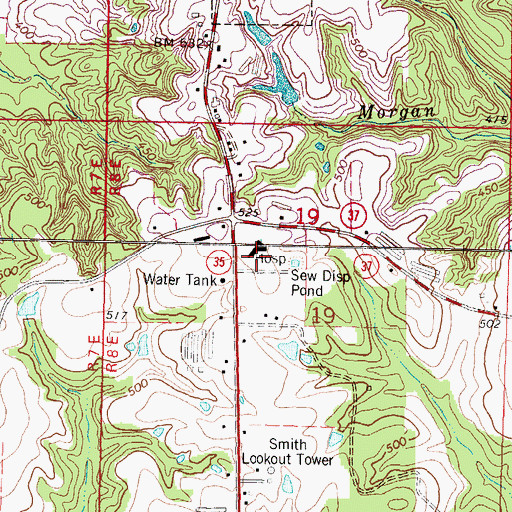 Topographic Map of Smith County General Hospital, MS
