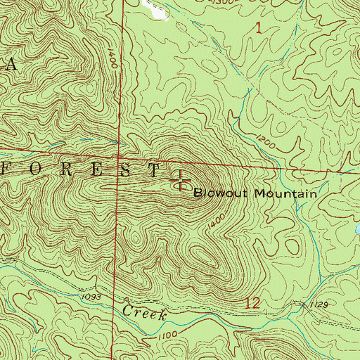 Topographic Map of Blowout Mountain, AR