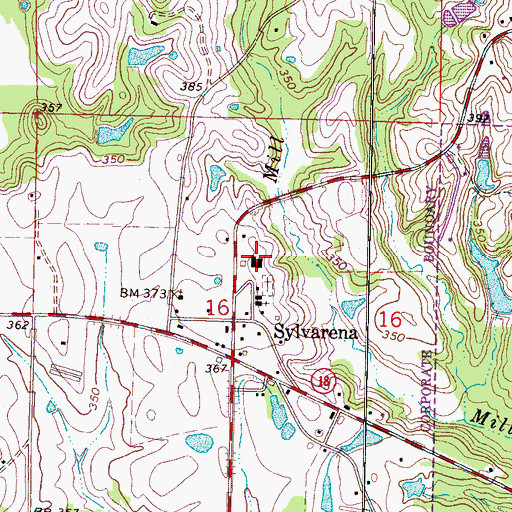 Topographic Map of Sylvarena Attendance Center, MS