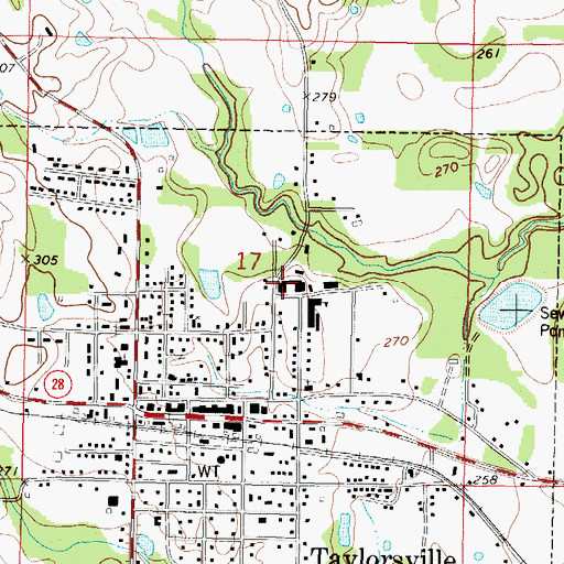 Topographic Map of Taylorsville Elementary School, MS