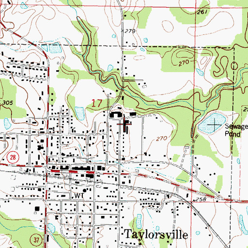Topographic Map of Taylorsville High School, MS