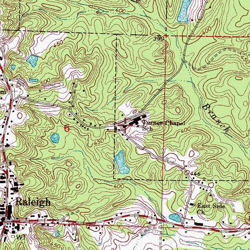 Topographic Map of Turner Chapel Elementary School, MS