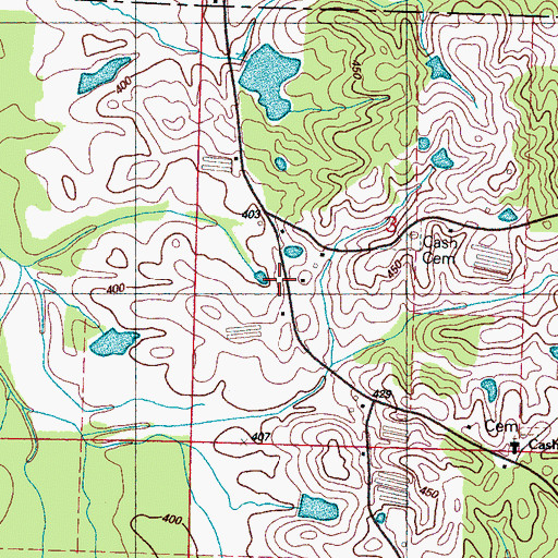 Topographic Map of Cash, MS