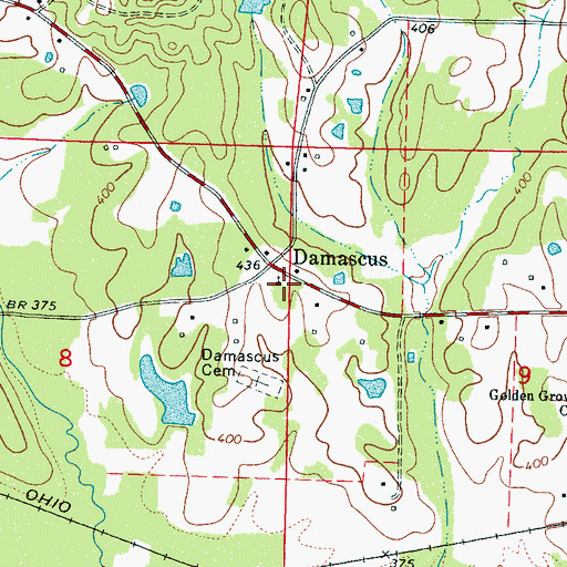 Topographic Map of Damascus Baptist Church, MS