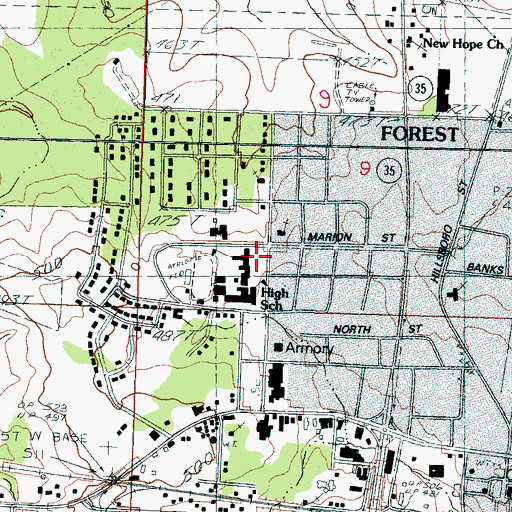Topographic Map of Forest Elementary School, MS