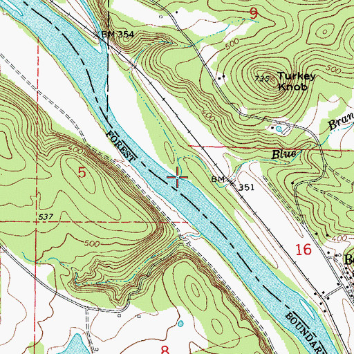 Topographic Map of Blue Branch, AR