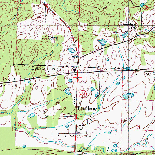 Topographic Map of Old Ludlow (historical), MS