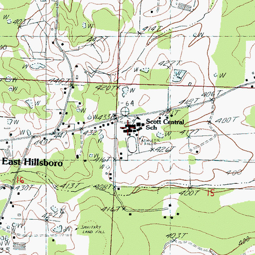 Topographic Map of Scott Central Elementary School, MS