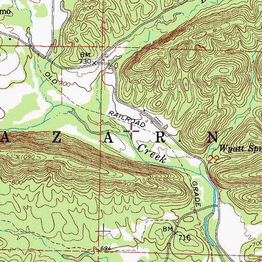 Topographic Map of Blue Creek, AR