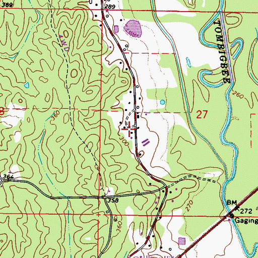 Topographic Map of West Fulton, MS