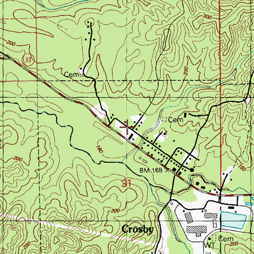 Topographic Map of Crosby Attendance Center, MS
