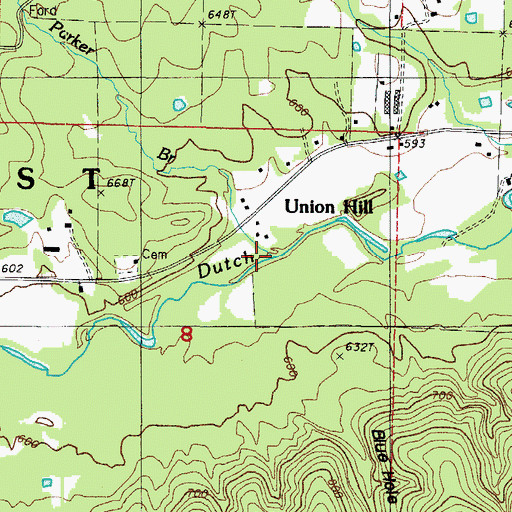 Topographic Map of Blue Hole Hollow, AR