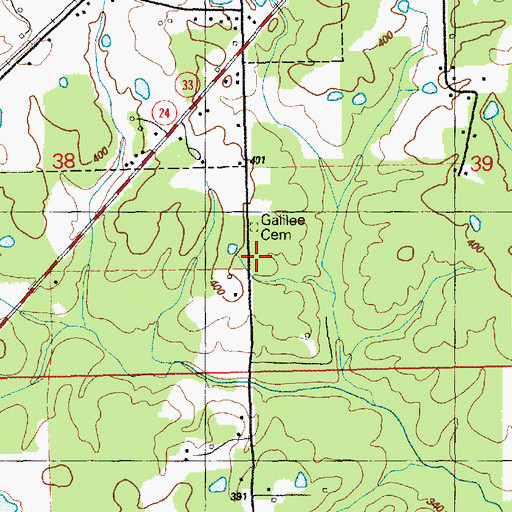 Topographic Map of Galilee Baptist Church (historical), MS