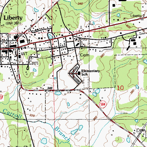 Topographic Map of Liberty Elementary School, MS
