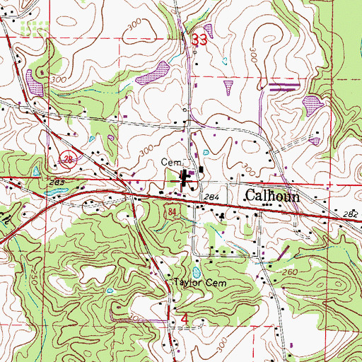 Topographic Map of Calhoun Elementary School, MS