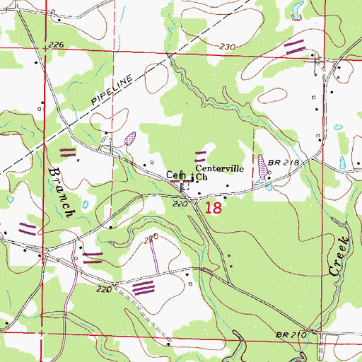 Topographic Map of Centreville Cemetery, MS