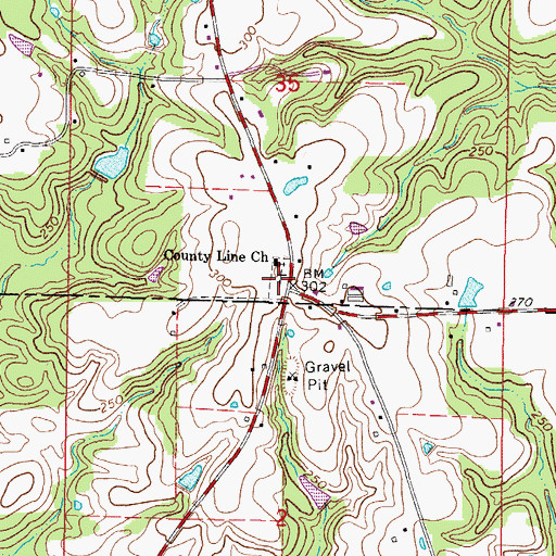 Topographic Map of County Line Cemetery, MS