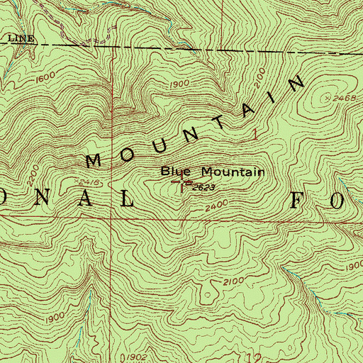 Topographic Map of Blue Mountain, AR